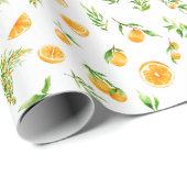 Orangen- und Blattmuster Geschenkpapier (Rolleneckpunkt)