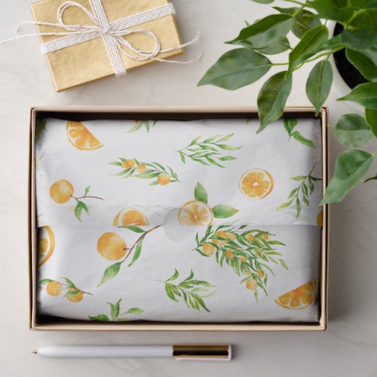 Orangen- und Blattmuster Seidenpapier (Geschenk)