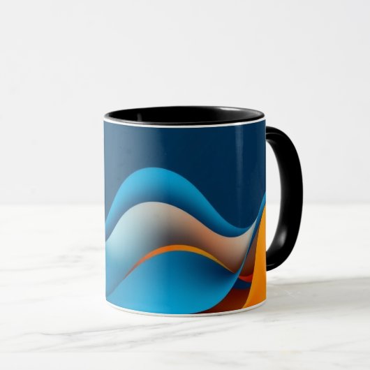 Orangen- und Blauwellen Tasse (VorderseiteRechts)