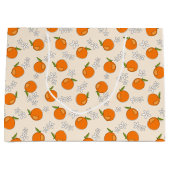 Orangen- und Blume-Muster Große Geschenktüte (Vorderseite)