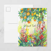 Orangen und Blumen Postkarte (Vorne/Hinten)