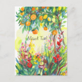 Orangen und Blumen Postkarte (Vorderseite)