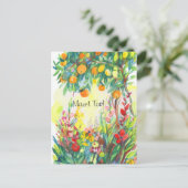 Orangen und Blumen Postkarte (Stehend Vorderseite)