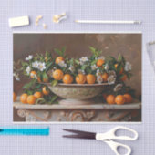 Orangen- und Blütenschüssel noch Leben entblößt Seidenpapier (Handwerk)