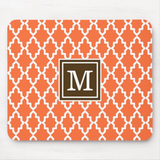 Orangen-und Brown-Marokkaner-Monogramm Mousepad (Vorne)