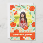 Orangen und Daisies Foto Geburtstagsparty Einladung (Vorderseite)