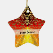 Orangen- und Golddamastmuster Keramik Ornament (Rechts)