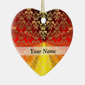 Orangen- und Golddamastmuster Keramikornament (Rechts)