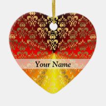 Orangen- und Golddamastmuster