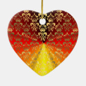 Orangen- und Golddamastmuster Keramikornament (Hinten)