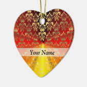 Orangen- und Golddamastmuster Keramikornament (Links)