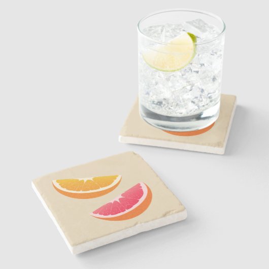 Orangen- und Grapefruit-Zitrus-Steinuntersetzer Steinuntersetzer (Seitenansicht)