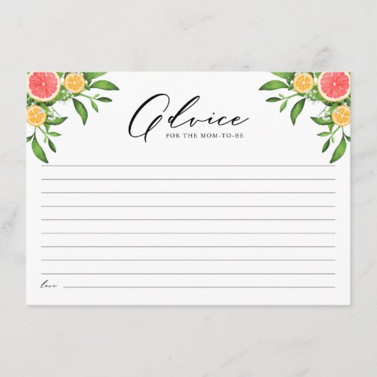 Orangen- und Grapefruitberatung für die Junge Mutt Hinweiskarte (Vorderseite)