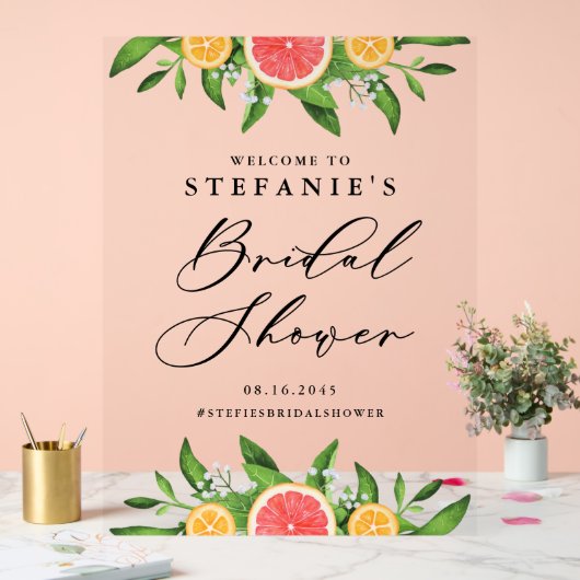 Orangen und Grapefruits Brautparty Willkommen Acrylschild (Hochzeit)
