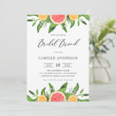 Orangen und Grapefruits Bridal Brunch Einladung (Stehend Vorderseite)