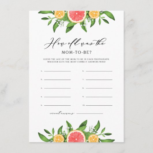 Orangen und Grapefruits Wie alt war die Mama, die Begleitkarte (Vorderseite)