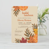 Orangen und Herbstlaub Einladung (Stehend Vorderseite)