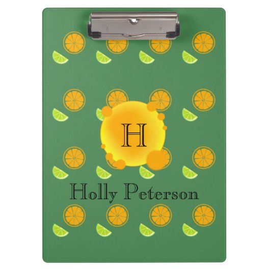 Orangen und Limonen in Hübscher Monogramm Klemmbrett (Vorderseite)