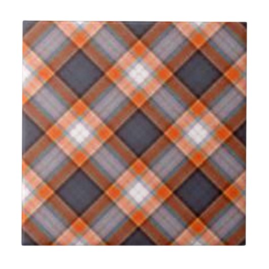 Orangen-und Marine-Blau kariert Fliese (Vorderseite)
