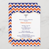 Orangen-und Marine-laden Zickzack Einladung (Vorne/Hinten)