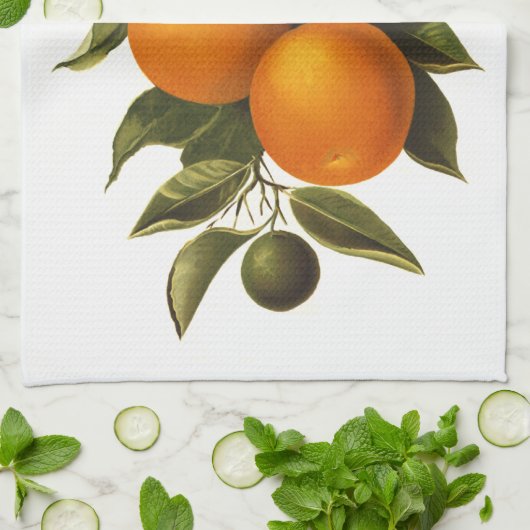 Orangen und Mohnblumen Geschirrtuch (Gefaltet)