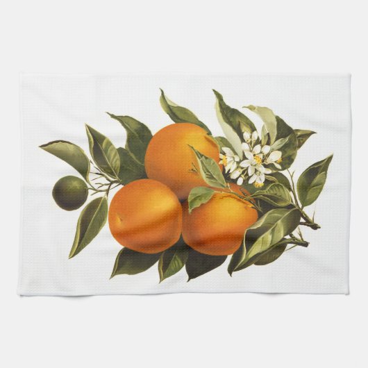 Orangen und Mohnblumen Geschirrtuch (Horizontal)