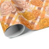Orangen- und Rosenrosen Geschenkpapier (Rolleneckpunkt)