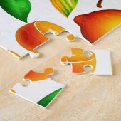 Orangen- und Rotweinmuster mit grünen Pflanze Puzzle (Seite)