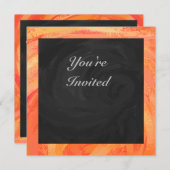 Orangen- und Schwarze Monogramm-Feuersee Einladung (Vorne/Hinten)