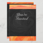 Orangen- und Schwarze Monogramm-Feuersee Einladung (Vorne/Hinten)