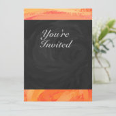 Orangen- und Schwarze Monogramm-Feuersee Einladung (Stehend Vorderseite)