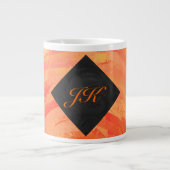 Orangen- und Schwarze Monogramm-Feuersee Jumbo-Tasse (Vorderseite)