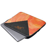 Orangen- und Schwarze Monogramm-Feuersee Laptopschutzhülle (Vorne Knopf)