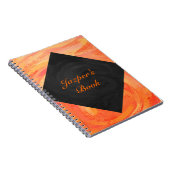 Orangen- und Schwarze Monogramm-Feuersee Notizblock (Rechte Seite)