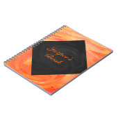 Orangen- und Schwarze Monogramm-Feuersee Notizblock (Linke Seite)