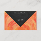 Orangen- und Schwarze Monogramm-Feuersee Visitenkarte (Rückseite)