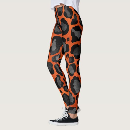 Orangen- und Schwarzleoparddruck Leggings (Links)