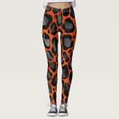 Orangen- und Schwarzleoparddruck Leggings (Vorderseite)