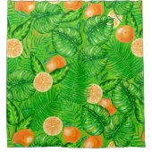 Orangen und tropische Blätter Duschvorhang (Vorderseite)