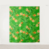 Orangen und tropische Blätter Wandteppich (Vorderseite)