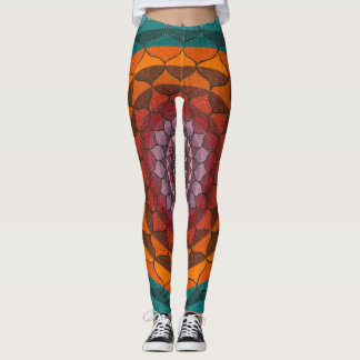 Orangen-und Türkis-Lotosmandala-Leggings Leggings