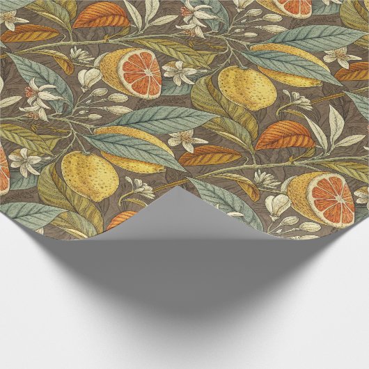 Orangen und Zitronen Geschenkpapier (Ecke)