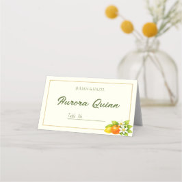 Orangen- und Zitronen-Hochzeitsplatzkarte aus dem  Platzkarte