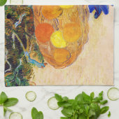 Orangen und Zitronen mit blauen Handschuhen, Van G Geschirrtuch (Gefaltet)