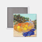 Orangen und Zitronen mit blauen Handschuhen, Van G Magnet (Vorderseite/Rückseite)