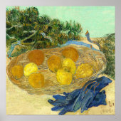 Orangen und Zitronen mit blauen Handschuhen von Va Poster (Vorne)