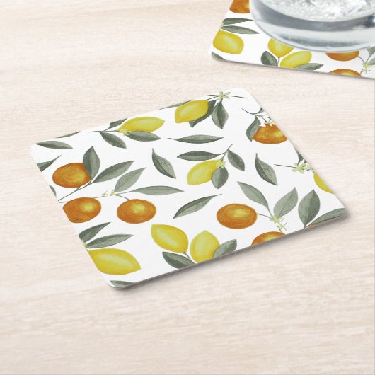 Orangen und Zitronen Rechteckiger Pappuntersetzer (angewinkelt)