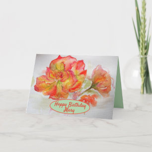 Orangen-Wasserfarben-Rosenmalerei Floraler Garten Karte