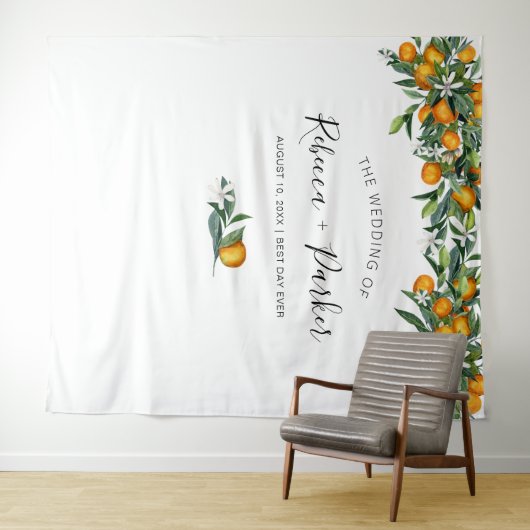 Orangen Wedding Backdrop Foto Stand Wandteppich (Beispiel (Horizontal))