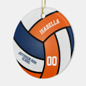 Orangen, Weiß und Blauer Volleyball Keramik Ornament (Links)